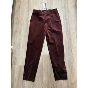 Talbots Curvy Fit Stretch Velvet Pants Zip‎ Side Maroon Wine Size 4